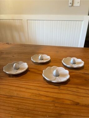 Light Gray Ceramic Lily Pad Incense Burner Set of 4